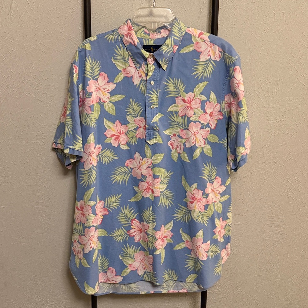 Ralph Lauren 1/4 Button Up Floral Hawaiian Shirt Size XXL
